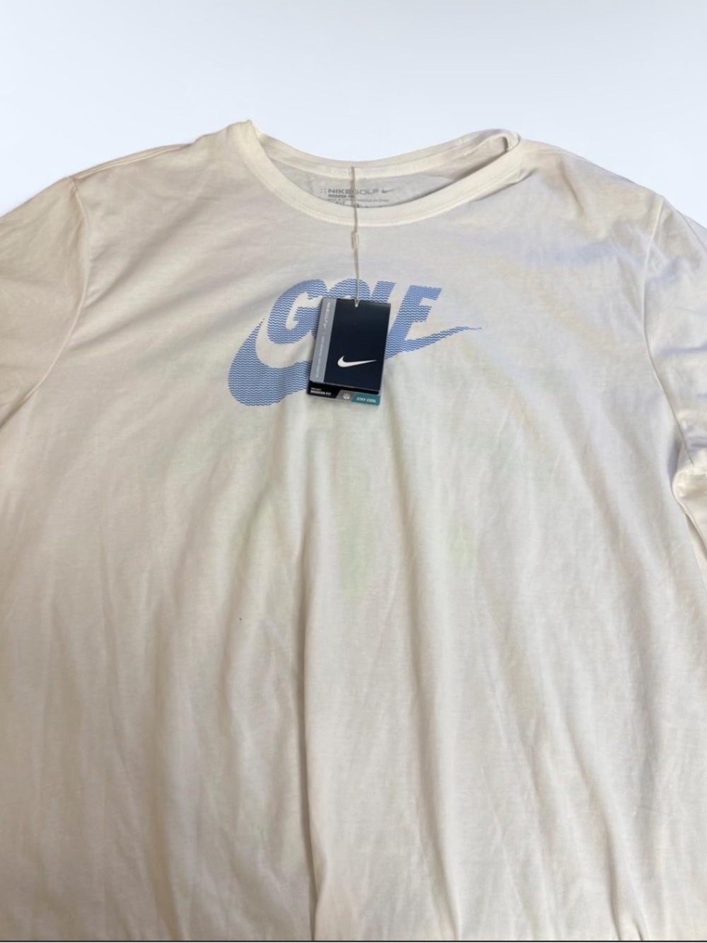 Nike White Tee with Light Blue Swoosh Graphic